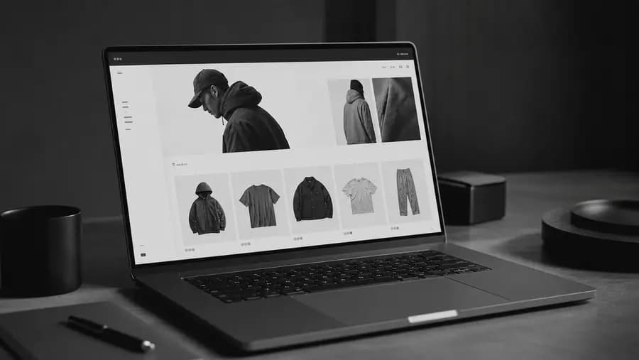 Wwear Studio: Gestaltung eines E-Commerce-Shops auf einem Laptop